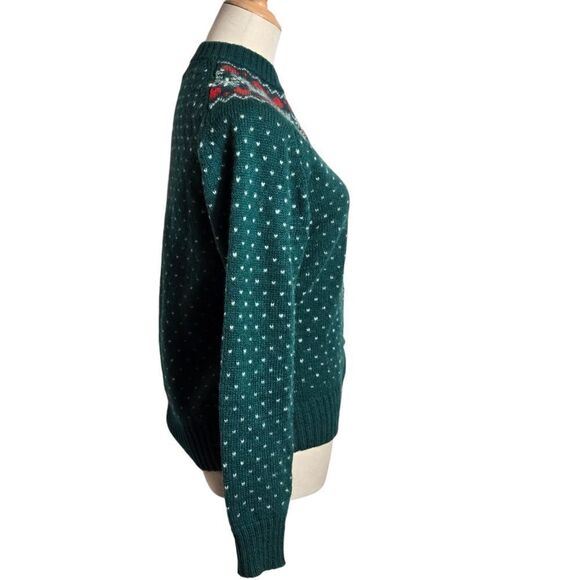 SKYR Vintage Green and Red Wool.Cardigan Sweater - Picture 3 of 6